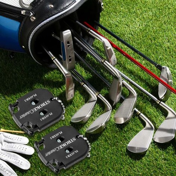 Golf Shot Counter Golf Score Counter 2 Spillere Shot Counter Mini bærbar skudtæller med nøglering 5,5x5cm Fonepro 2Pc