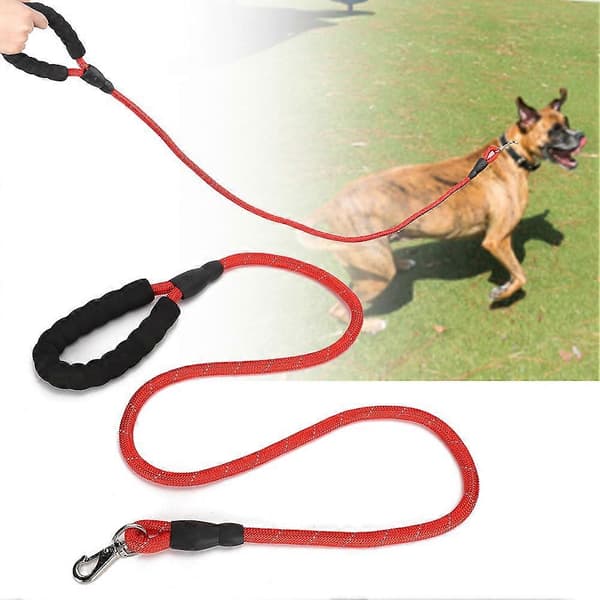 Nylon Dog Leash, Reflective Explosion-Proof with Round Rope (Red)
