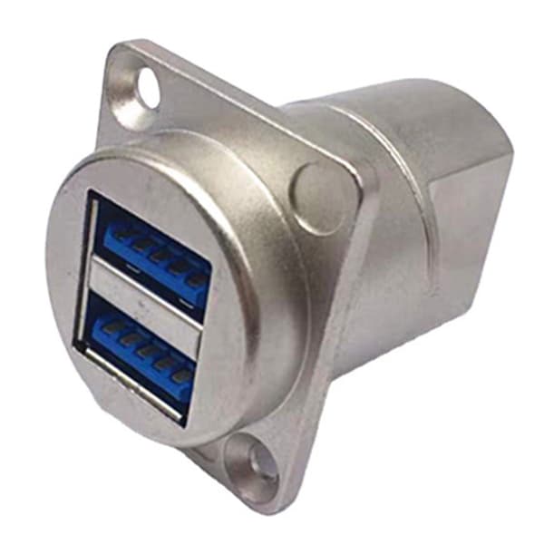 USB 3.0 Dobbelt A Hun til Hun Panelmonteringsstik D Type Sølv Kabinet Video