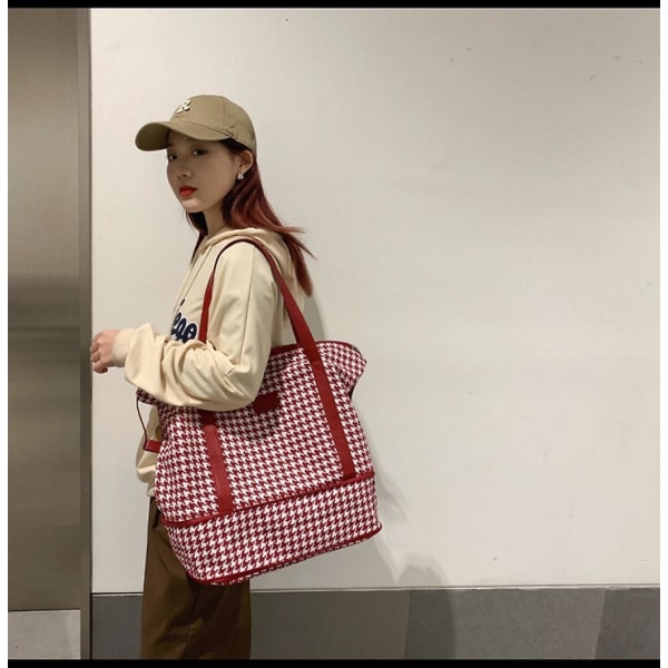 Dame Fitness Håndtaske med stor Kapacitet Våd Og Tør Separation Rejsetaske Til Arbejdsferie Rød