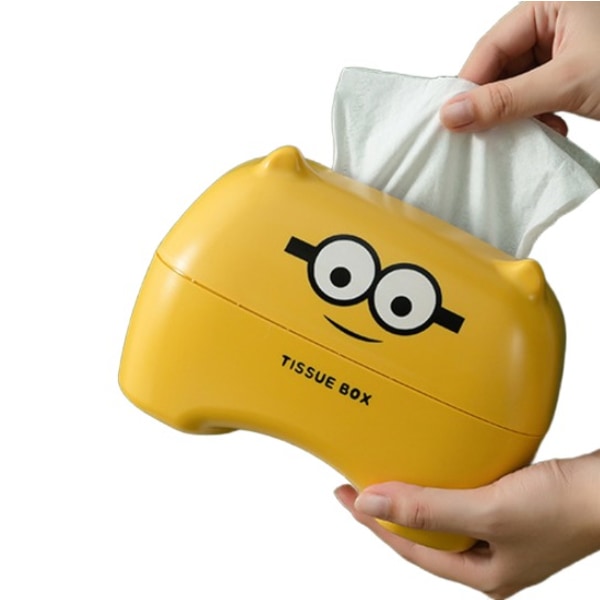 Bärbar Cartoon Tissue Box Förvaringsbox (gul)