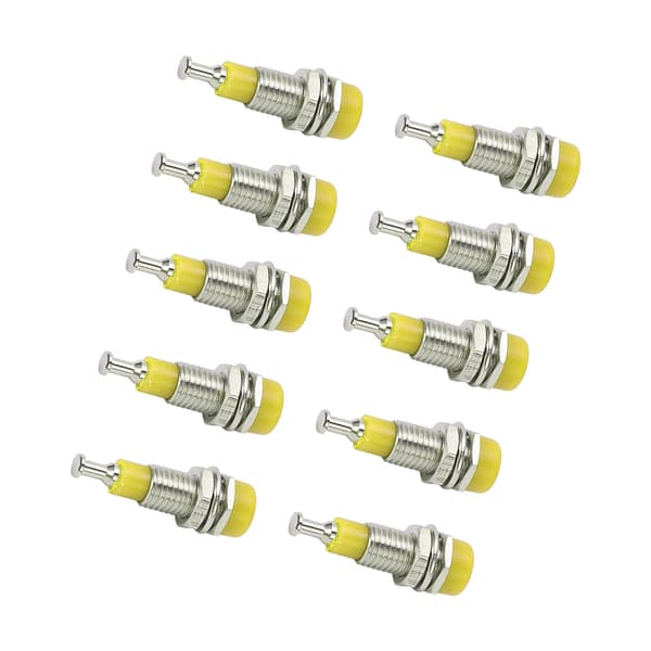 10 stk. 2 mm forniklet banan hun jack stik panelmontering bindepost gul