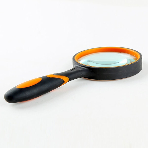 10X læseforstørrelsesglas med skridsikkert blødt gummigreb med 75 mm forstørrelsesglas og brudsikkert spejl til læsning, inspektion
