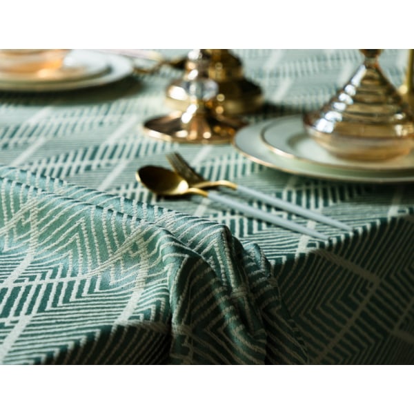 Amerikansk letvægts luksus rektangulær dug, bomuld og hør dug kvast, sofabord serviet, dekorative stof striber (grøn, 110*170