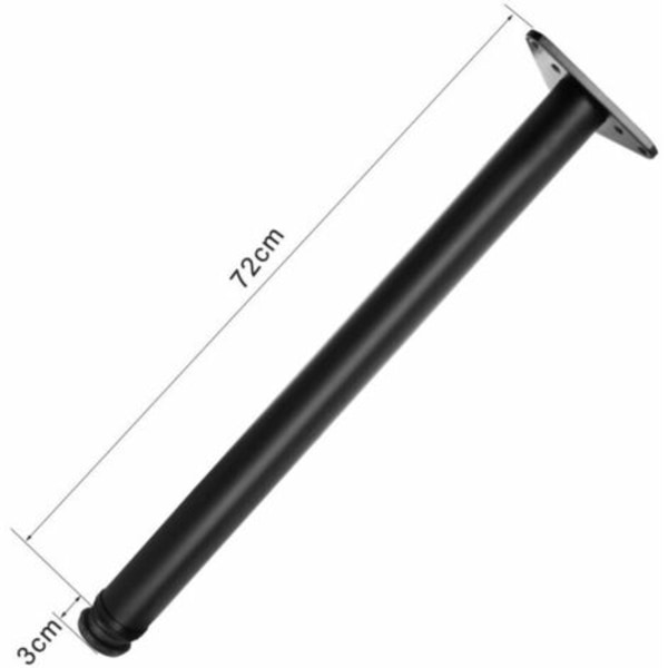 Mustat säädettävät pöydän jalat, 4 set korkeus pöytätuki: 72,5 cm, säädettävä + 2,5 cm