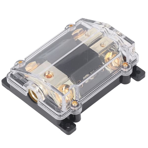 Fused Power Distribution Block 0GA Input 4GA Output Zinklegering Guldbelagt Bil Stereo Forstærker
