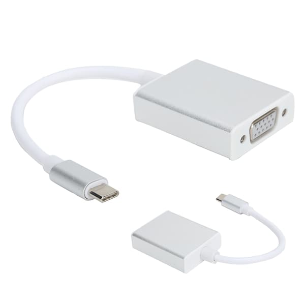 Type C til VGA Adapter Sølv Kompakt Han til Hun Konverter Kompatibel Mac OS X