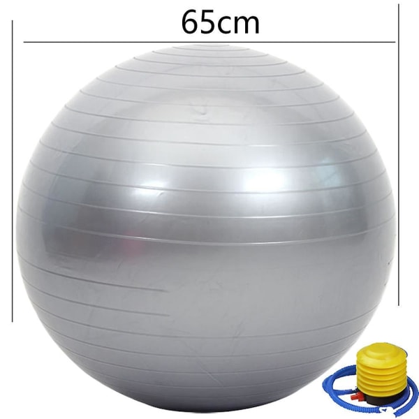 Träningsboll, stabilitetsboll för hemmet, yoga, gymboll, fysioboll, schweizisk boll, sjukgymnastik Silver 65CM