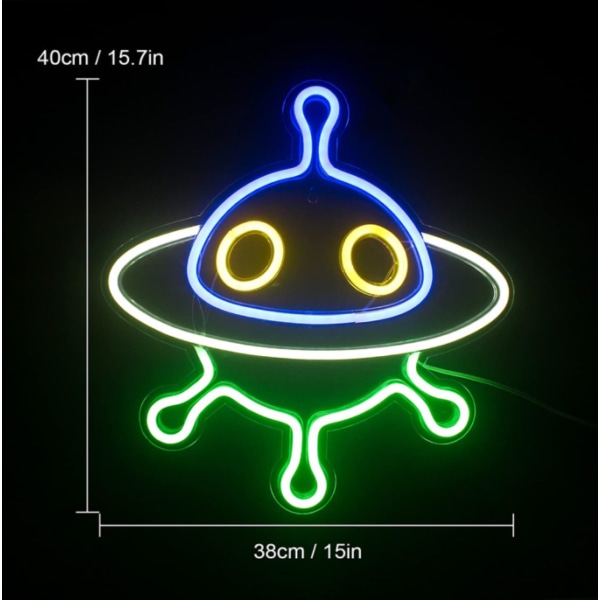 LED neon akryl panel backboard rymdskepp UFO universum serien dekoration nattljus ins,
