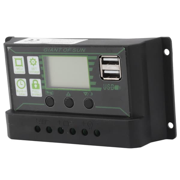 Solar Charge Controller 80A LCD-skärm Dubbel USB-port PWM-laddning ABS 5V Solpanelregulator
