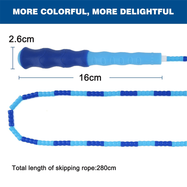 Amble Jump Rope Soft Perle Segment Jump Rope - Justerbar til Blue