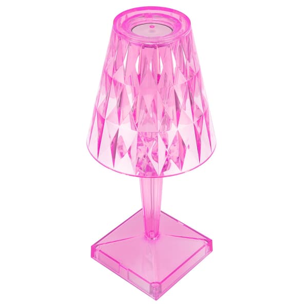 LED Krystall Bordlampe Dimbar USB-Lading Rosa Prisme Skrivebordslampe