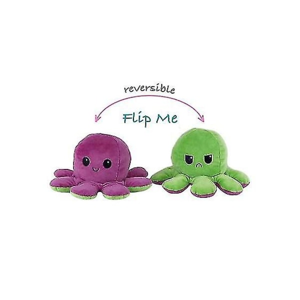 Vändbar Octopus Plushie Dubbelsidig Flip Doll Show Mood Toy purple green