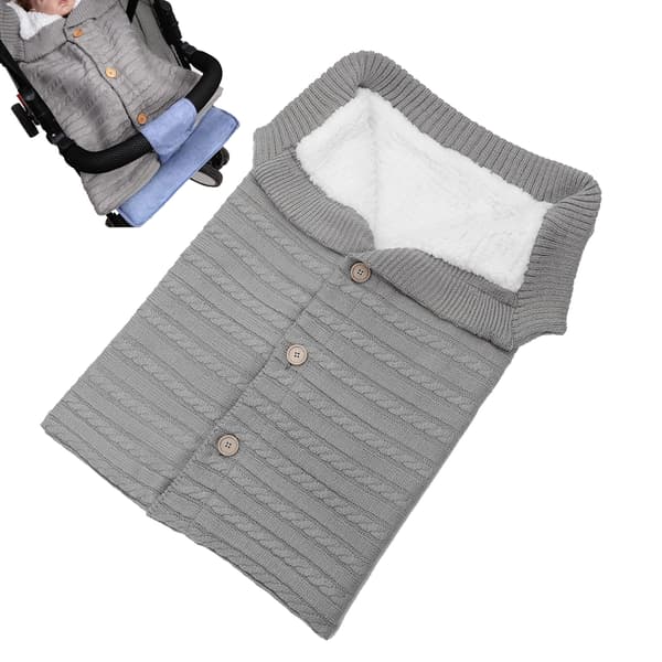Baby Swaddle Stroller Teppe Wrap Vinter Varm Nyfødt Sovepose Sekk for Spedbarn Lys Grå