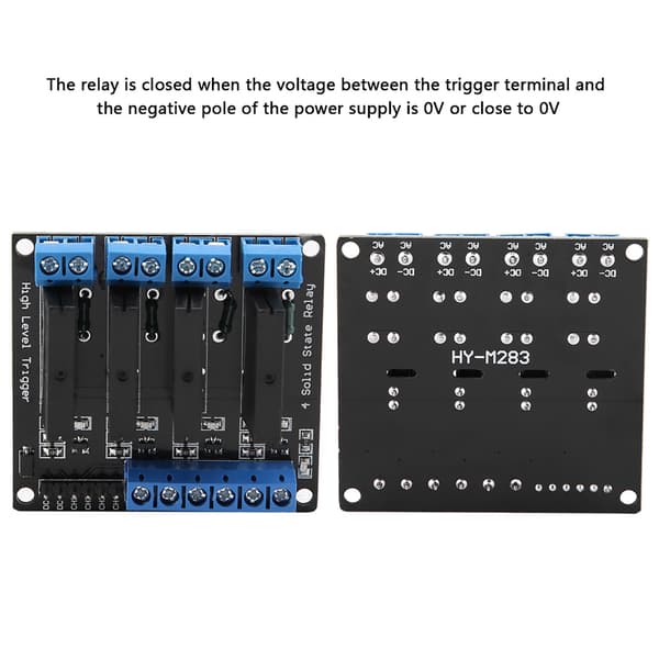 4-kanals solid state relémodul DC-AC 5V høynivåutløser med sikring 2A