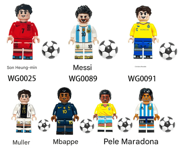 7-pack Football Player Building Blocks, Christmas Gift, Includes Stadium Base