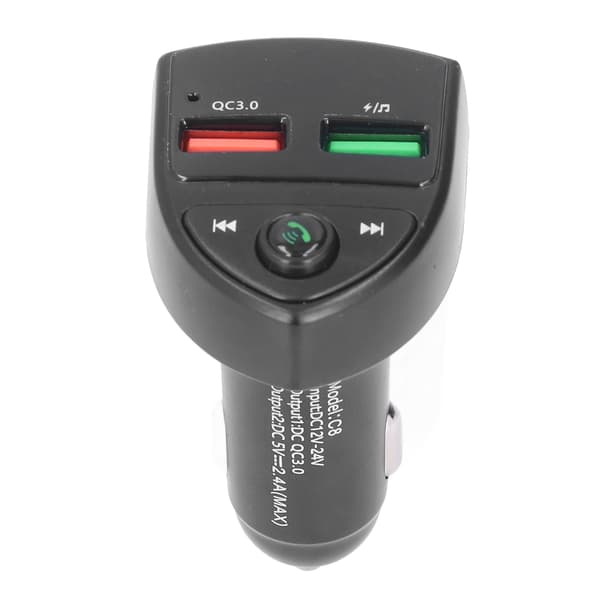 Bluetooth 5.0 Biladapter Dobbel USB-port Trådløs FM-sender Hurtiglading Håndfri Samtale LED-bakgrunnsbelysning