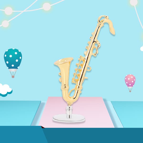 1:12 Dukkehus Mini Legering Saksofon Musikkinstrument Dekorasjon Tilbehør Barneleke