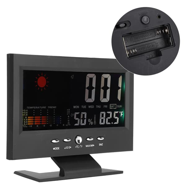 Multifunktionell Digital Termometer Hygrometer Bordsklocka Kalender Temperatur Luftfuktighetsmätare