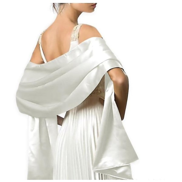Ny enfärgad aftonklänning Sjal Lång Satin Halsduk Dekorerad Bröllop Cheongsam Med Satin Monokrom Sjal 1 Styck White