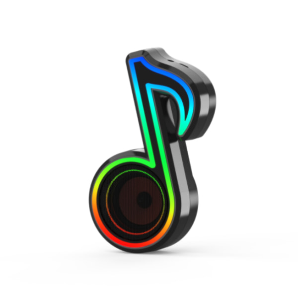 Bluetooth-højttaler, skrivebordslyd med lille note, trådløs farverig RGB-belysning (den sorte),