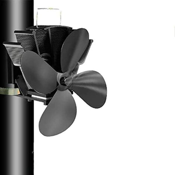 Blades Smoke Pipe Stove Fan Fixed Powered Heater on Wood Chimney Pipe/Wood Stove/Chimney Black