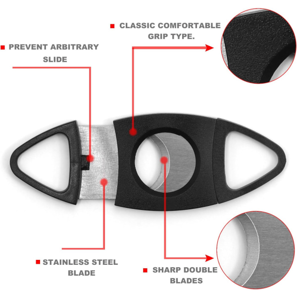 Pocket cigar cutter fra dobbelt plade af sort rustfrit stål (par)