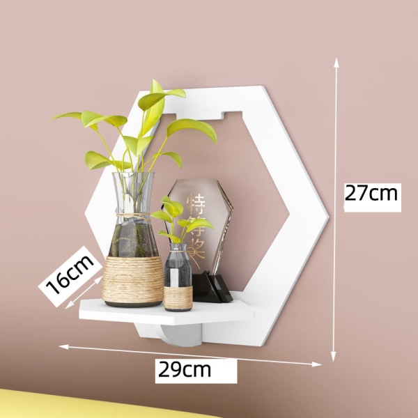 No Hole Blomsterhylla Vardagsrum Vägghylla Set om 3 (rund+fyrkantig+hexagon),