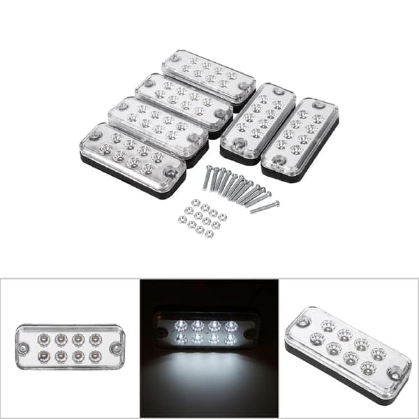 6 stk. 8 LED-markeringslys til lastbil, trailer, hvid