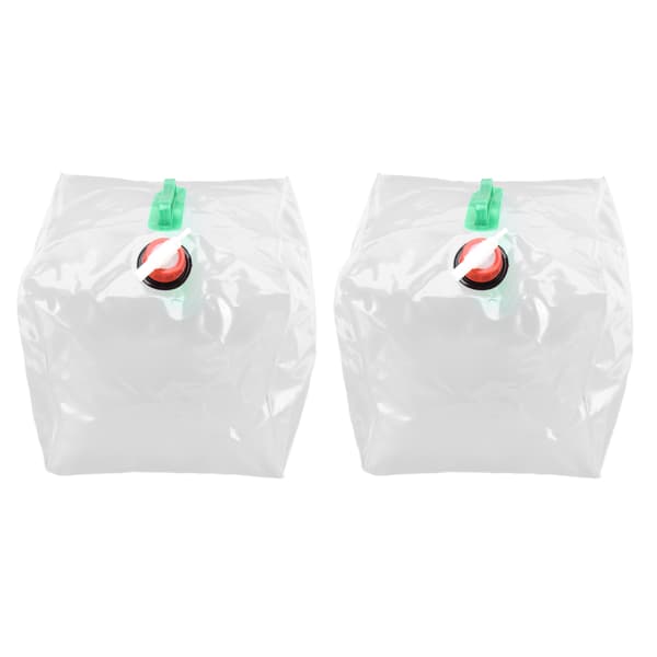 2 stk. 20L Sammenfoldelig Vandspand PVC Bærbar Transparent Beholder med Hane til Camping Vandreture