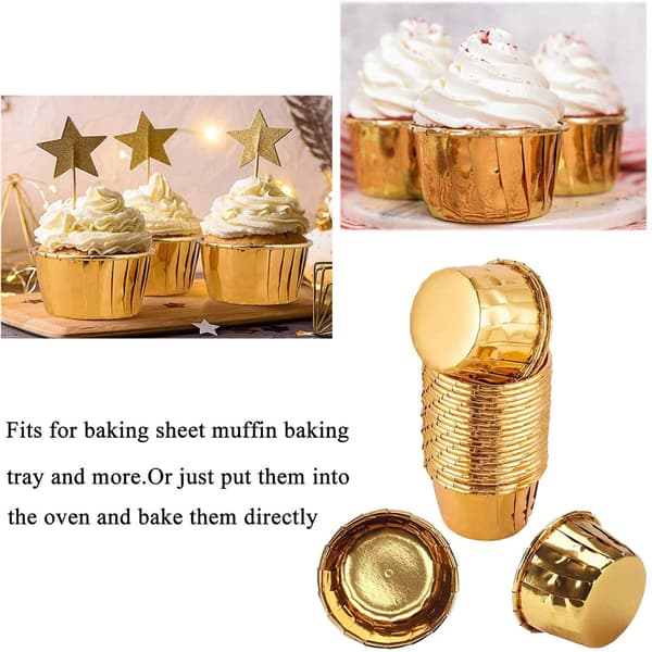 50 STK. Bageforme i aluminiumsfolie Cupcake Muffin Æsker til bryllupsfest