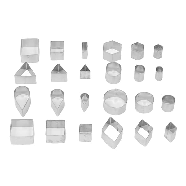 24 stk. geometriske kageudstikkere i rustfrit stål DIY bageforme til kiks