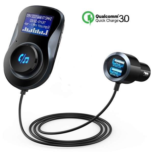 Bluetooth FM-sändare, bil MP3-spiller trådløs FM black