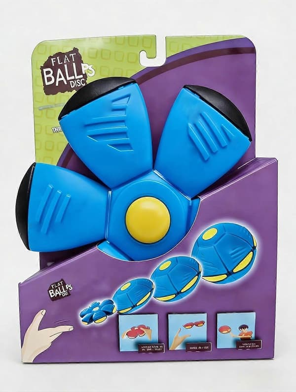 Fling Ball, Magisk Studsboll med 6 LED-lampor, 2-i-1 Flygande Tefatsboll, Pop-Up Transform, Explosionssäker blue Without flash