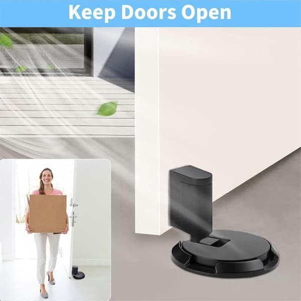 Sort lydløs mekanisk gulvdørstopper, stansefrit design - God White