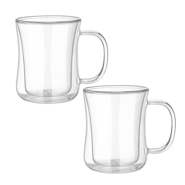 2 st Dubbelväggiga Glas Vattenmuggar Stor Kapacitet Transparent Säker Mångsidig Drickskopp för Hemmet