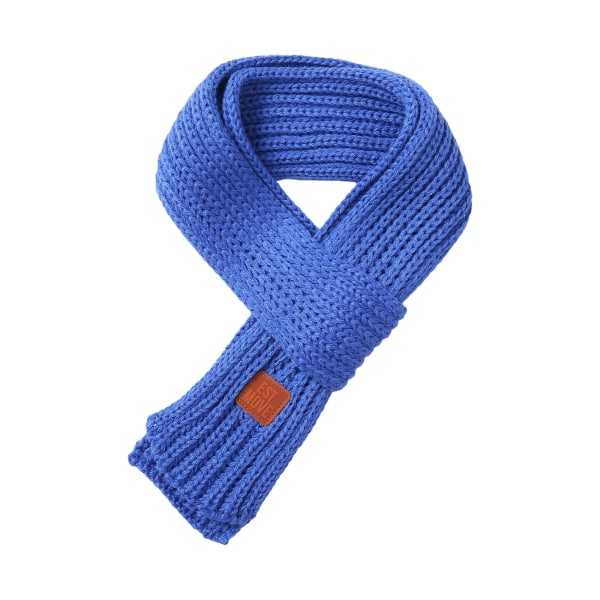 Unisex strikket halstørklæde til børn bogstavmønstre halstørklæde halsvarmer sjal til efterår og vinter Royal Blue One Size