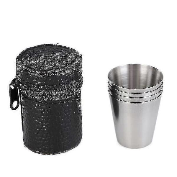 8 stk. snapseglas med kopholder, snapseglas i rustfrit stål, 30 ml