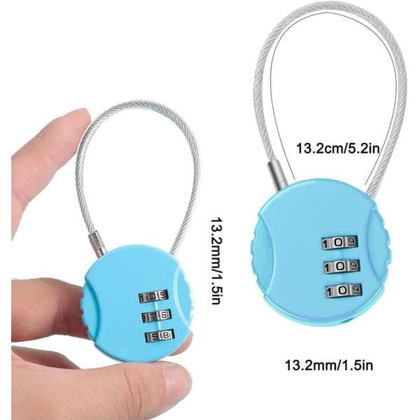 Set of 4 3-Digit Combination Padlocks, Small Padlocks for Airplane Bags