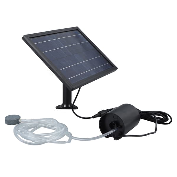 Solarluftpump 8W 10V 2400mAh ABS Polysilikon med 2 Bubbelstenar Slang för Damm Pool