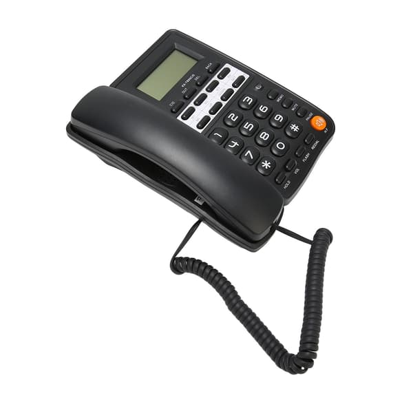 Fastnettelefon med ledning, store knapper, kablet telefon til husholdningskontor, hotel, ældre, sort