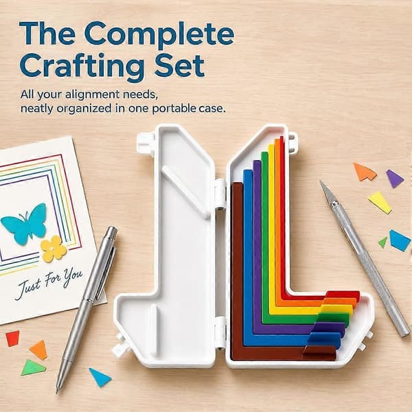 Paper Craft Alignment Guide Ruler Rainbow Spacing Positioning Measuring Tool for Scrapbooking Journal Card Making DIY Craft Projects