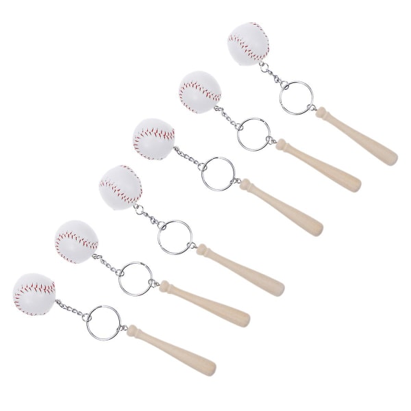 Pakke med 6 Baseball Nøglering Sport Tema Softball Nøglering Nøglering Taske Vedhæng til feriegave Håndtaske dekoration