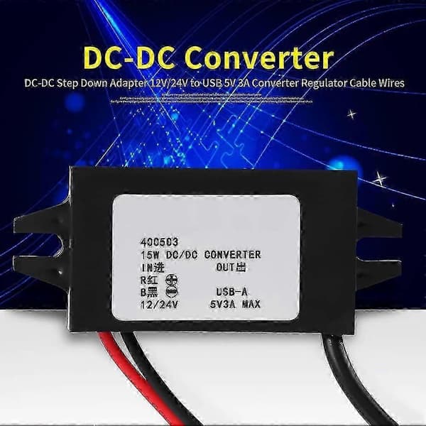 12v/24v til USB 5v 3a Step Down Adapter Omformer Vanntett Omformer Kabel Omformere-God