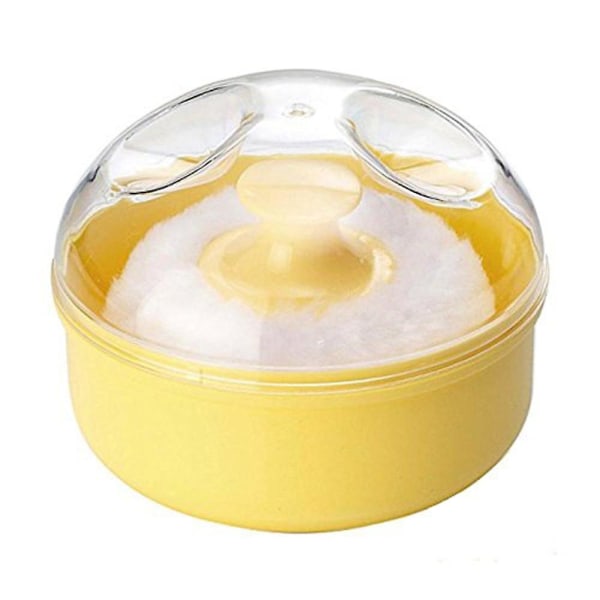 1 Styck Soft Face Body Powder Puff Sponge Box Case Kosmetisk behållare Gul