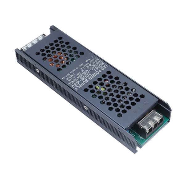 LED Switching Strømforsyning Driver Magnetisk Lys Transformer 48V AC180-250V 200W 4.16A Sort Lang Stribe