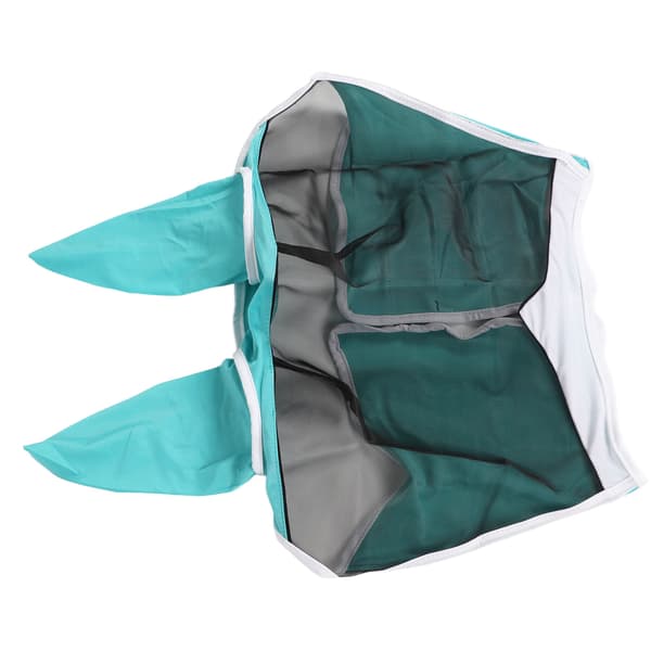 Elastisk UV-skydd Andningsbar Mesh Hästflugmask med Öron Blå Grön