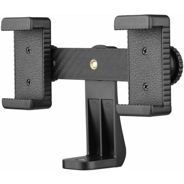 Double Phone Holder Tripod Mount Adapter Horizontal and Vertical Shooting for Phone Selfie Video Live Streaming Chat, Mo
