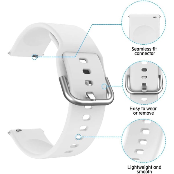 Silikoniranneke, joka on yhteensopiva Samsung Galaxy Watch 3 41 mm rannekkeen / Active ranneke 40 mm / Active 2 ranneke / Galaxy Watch 42 mm rannekkeen, naisten miesten pehmeä silikoni