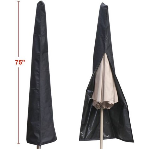 Udendørs paraplybetræk, vandtæt betræk til udendørs lige paraply, sort, 420D Oxford klud